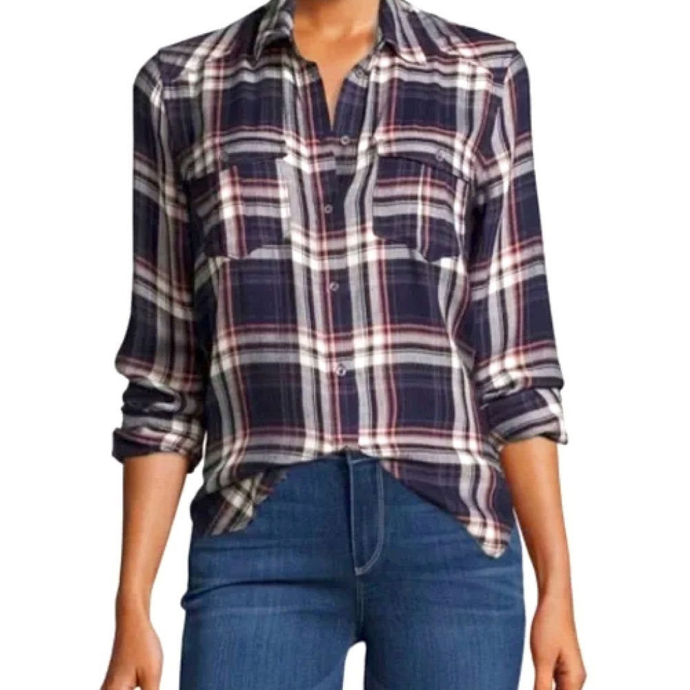 EUC Kut From The Kloth Flannel Tunic Long Sleeve Top Size Small